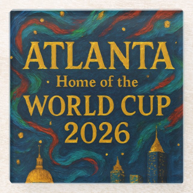 Posavasos De Vidrio Atlanta Football Elegant Artwork 2026  (Anverso)