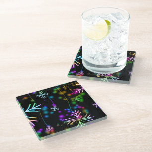 Posavasos De Vidrio Atmósfera navideña festiva y animada de SlipperyJo