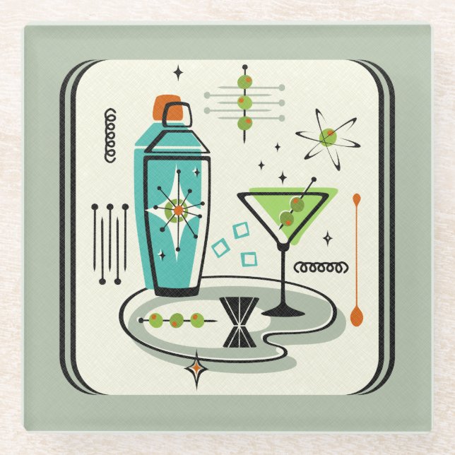 Posavasos De Vidrio Atómico Martini ©estudios oxtine (Anverso)