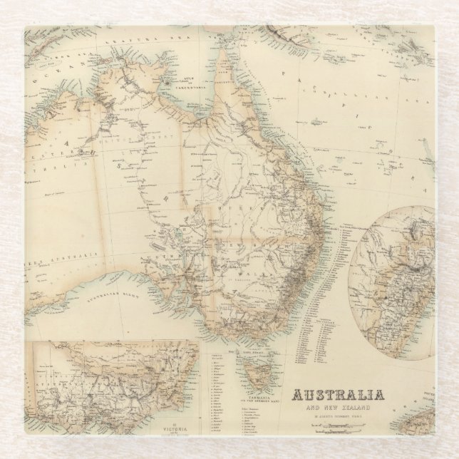 Posavasos De Vidrio Australia y Nueva Zelanda (Anverso)