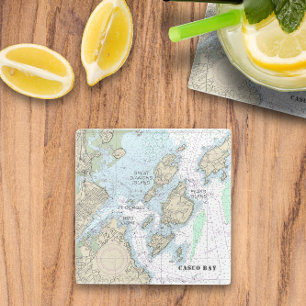 Posavasos De Vidrio ⚓️ Auténtico gráfico Náutico de Casco Bay