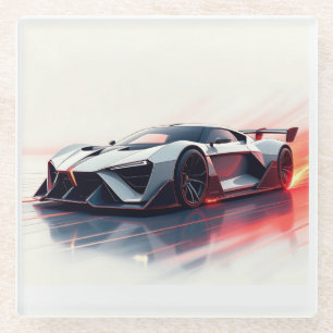 Posavasos De Vidrio Auto deportivo futurista - Diseño elegante generad