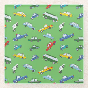 Posavasos De Vidrio Autos retro: Patrón de mano delgada