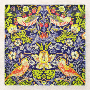 Posavasos De Vidrio Aves del ladrón de fresas William Morris