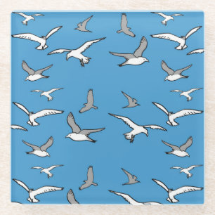 Posavasos De Vidrio Aves - una bandada de gaviotas
