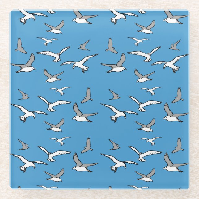 Posavasos De Vidrio Aves voladoras - una bandada de gaviotas (Anverso)