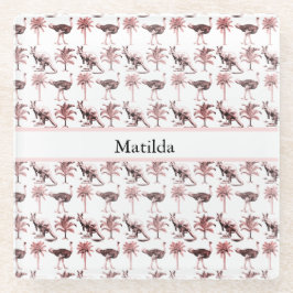 Posavasos De Vidrio avestruces y canguros, personalizable