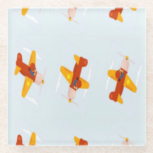 Posavasos De Vidrio Avión piloto volador en el cielo