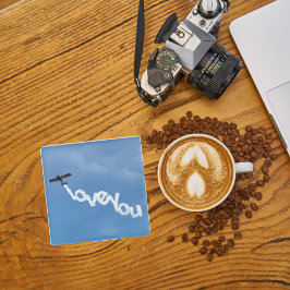 Posavasos De Vidrio Avión y foto de "TE AMO" de Guay Fun Aviation