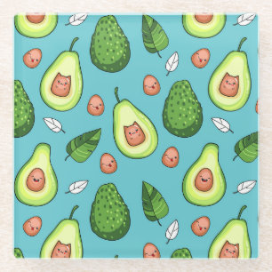 Posavasos De Vidrio Avocado Pattern Glass Coaster