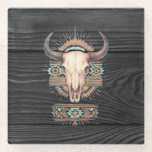 Posavasos De Vidrio Aztec Boho Skull