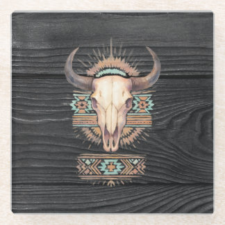 Posavasos De Vidrio Aztec Boho Skull