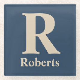 Posavasos De Vidrio Azul Clásico Y Vainilla Nombre/Primera/Familia