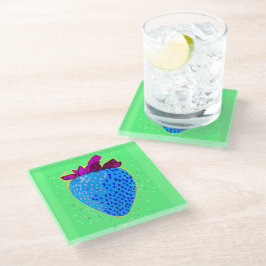 Posavasos De Vidrio Azul de fresa de arte pop