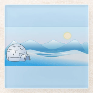 Posavasos De Vidrio Azul de Igloo Ártico