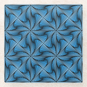 Posavasos De Vidrio Azul geométrico gráfico de giro espiral 3D