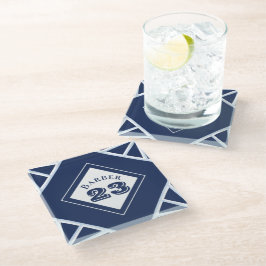 Posavasos de vidrio azul inspirado en el deporte