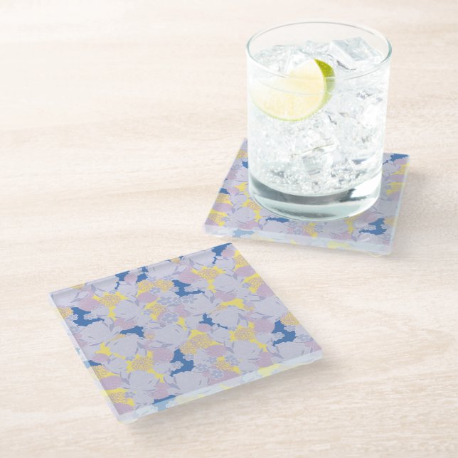Posavasos De Vidrio azul japonés (Angular)