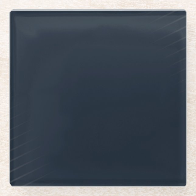 Posavasos De Vidrio Azul Marino Color Sólido (Anverso)