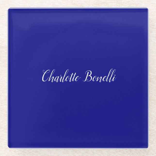 Posavasos De Vidrio Azul marino Minimalista profesional (Anverso)