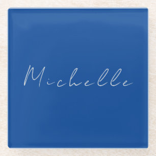 Posavasos De Vidrio Azul moderno Minimalista de moda manuscrito