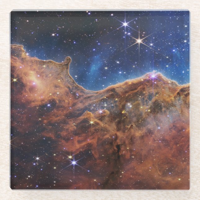 Posavasos De Vidrio Azul/Naranja Carina Nebula | JWST (Anverso)