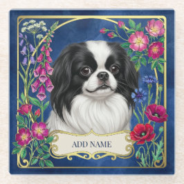 Posavasos de vidrio azul personalizado con Chin Ja