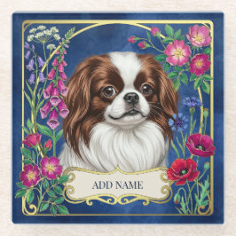 Posavasos de vidrio azul personalizado con Chin Ja