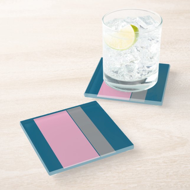 Posavasos De Vidrio Azul Petrol   Algodón de Azúcar  (Angular)