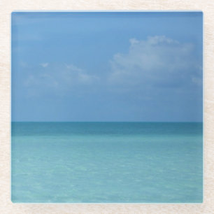 Posavasos De Vidrio Azul turquesa tropical del horizonte del Caribe