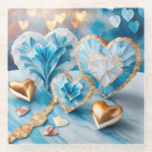 AZUL Y BLANCO CON CORAZONES DE ORO