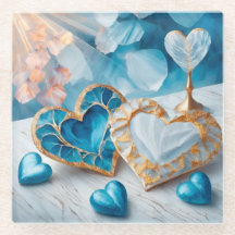 AZUL Y BLANCO CON CORAZONES DE ORO