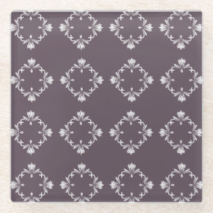 Posavasos De Vidrio Azulejo de Flor Morada Oscura Ornamental
