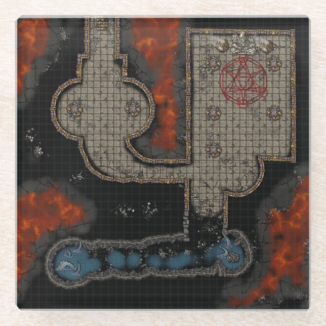 Posavasos De Vidrio Azulejo de Mazmorra: Subterráneo Ocultista (Anverso)
