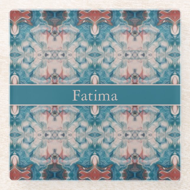 Posavasos De Vidrio Azure Bloom, personalizado (Anverso)