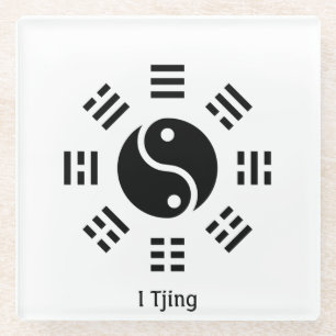 Posavasos De Vidrio Ba Gua, ocho trigramas, personalizable Yin yang