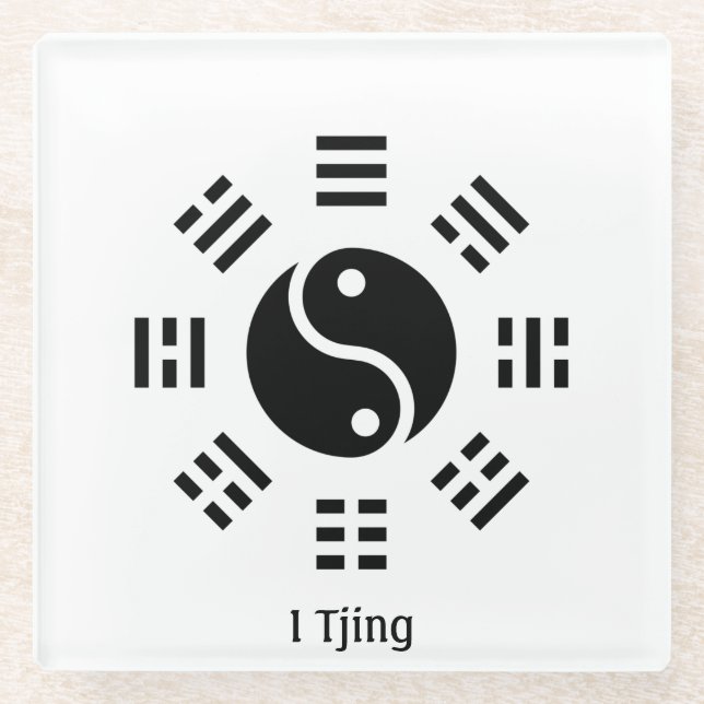 Posavasos De Vidrio Ba Gua, ocho trigramas, personalizable Yin yang (Anverso)
