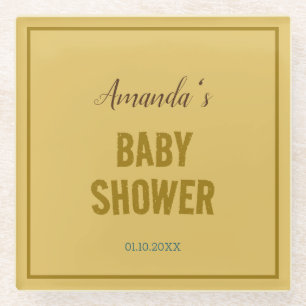 Posavasos De Vidrio Baby Shower Minimalista moderno de color dorado