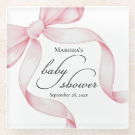 Posavasos De Vidrio Baby Shower Pink Bow
