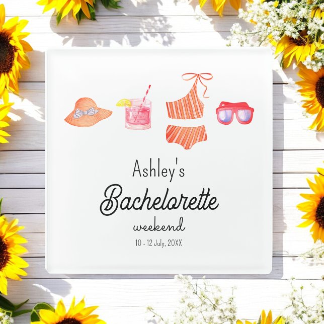 Posavasos De Vidrio Bachelorette Beach Chicas Tropical Weekend (Subido por el creador)