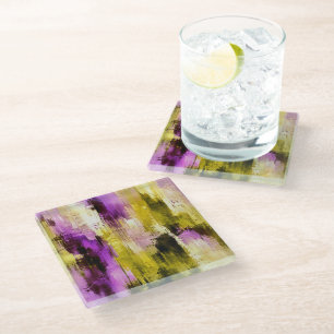 Posavasos De Vidrio Bailando a través de Violetas Expresivas Modernas