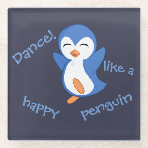 Posavasos De Vidrio Bailar como un pingüino feliz