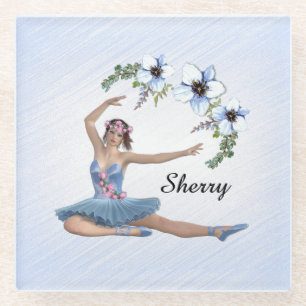 Posavasos De Vidrio Bailarina de azul Nombre Personal