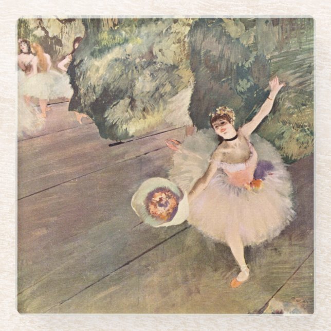 Posavasos De Vidrio Bailarina / Estrella del ballet - Pintura de Degas (Anverso)