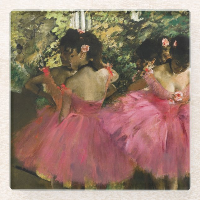 Posavasos De Vidrio Bailarinas en rosa de Edgar Degas (Anverso)