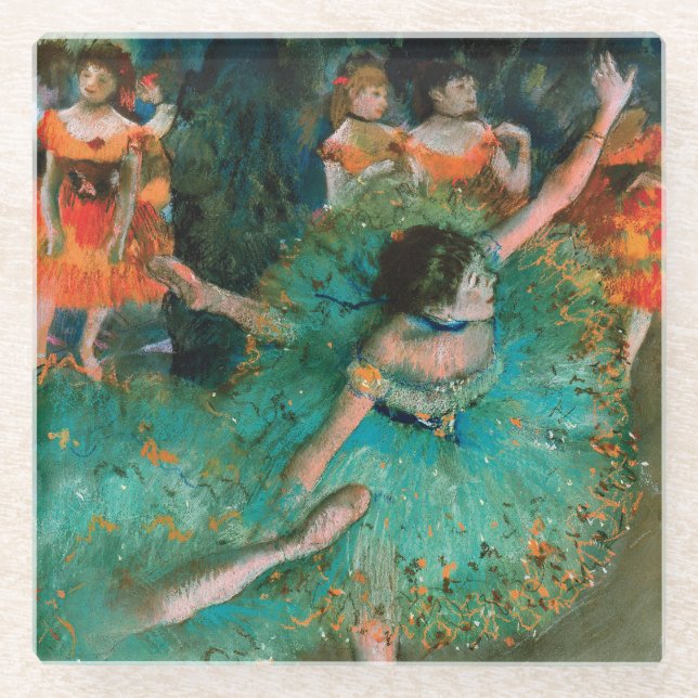Posavasos De Vidrio Bailarinas en verde de Edgar Degas (Anverso)