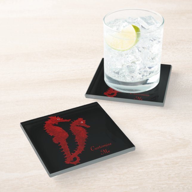 Posavasos De Vidrio Baile De Los Caballos De Mar (Rojo) (Angular)