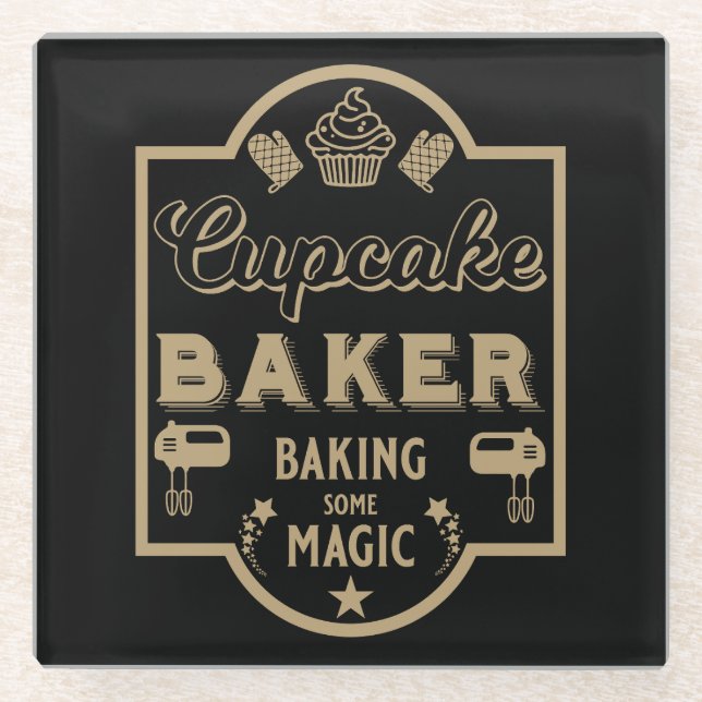 Posavasos De Vidrio Baker maestro de pasteles (Anverso)