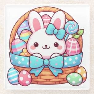 Posavasos De Vidrio Bakset de conejo de Pascua