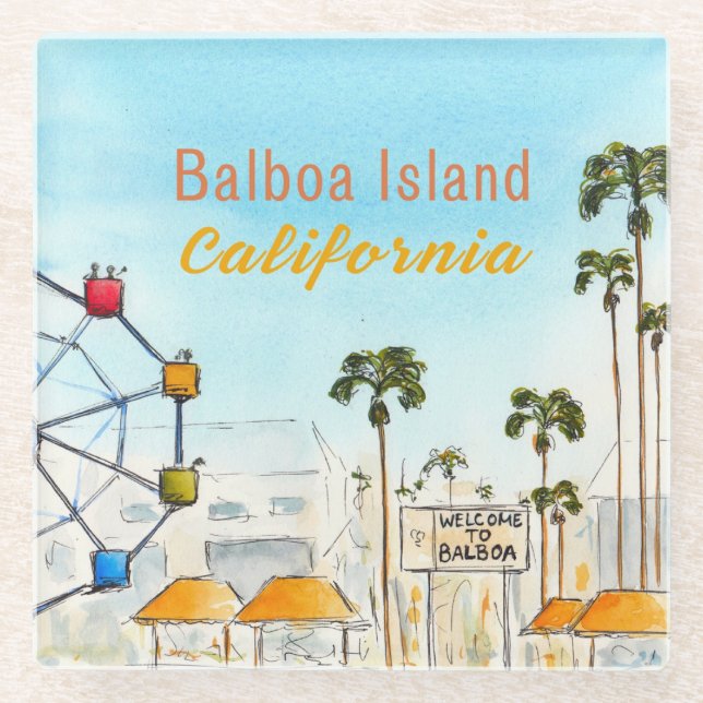 Posavasos De Vidrio Balboa Island Newport Beach Coaster (Anverso)